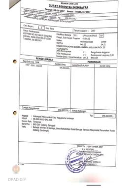 Surat Perintah Pencairan Dana kepada Kelompok Masyarakat Kota Yogyakarta untuk Belanja Lain-lain ...