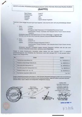 Berita Acara Penarikan/Penggunaan Dana Rehabilitasi/Rekonstruksi Rumah (BAPPD) Rusak Berat, Nama ...