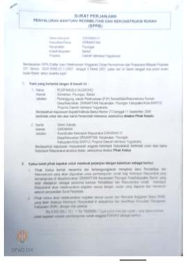 Surat Perjanjian Penyaluran Bantuan Rehabilitasi dan Rekonstruksi Rumah (SPPB),  Nama Kelompok Ma...