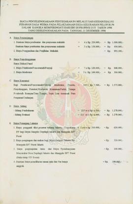 Perincian biaya penyelenggaraan P-4 melalui sarasehan/dialog peranan desa wisma pada pelaksanaan ...