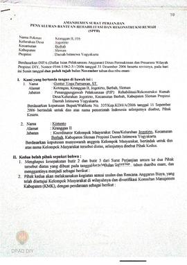 Amandemen Surat Perjanjian Penyaluran Bantuan Rehabilitasi dan Rekonstruksi Rumah (SPPB),  Nama K...