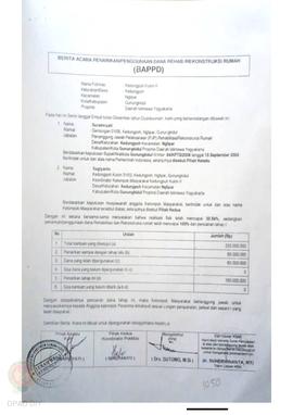 Berita Acara Penarikan/Penggunaan Dana Rehabilitasi/Rekonstruksi Rumah (BAPPD) Rusak Berat, Nama ...