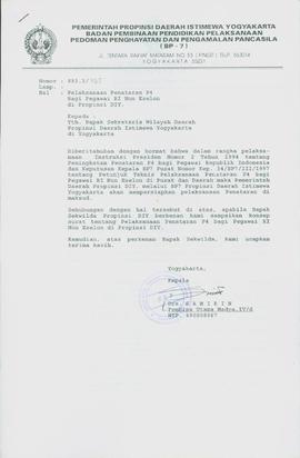 Surat dari Kepala  Badan Pembina Pendidikan Pelaksanaan Pedoman Penghayatan dan Pengamalan Pancas...