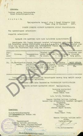 Surat dari Kepala Seksi Jalan dan Gedung DIY kepada Kepala Kantor Urusan Pegawai DIY perihal perg...