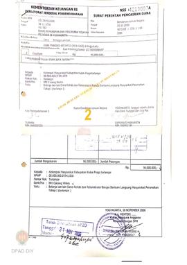 Surat Perintah Pencairan Dana kepada Kelompok Masyarakat Kabupaten Kulon Progo untuk Belanja Lain...