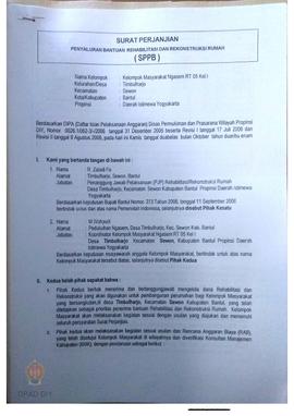 Surat Perjanjian Penyaluran Bantuan Rehabilitasi dan Rekonstruksi Rumah (SPPB),  Nama Kelompok Ng...
