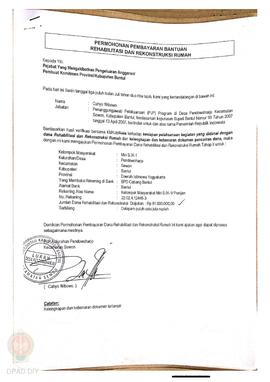 Permohonan Pembayaran Bantuan Rehabilitasi dan Rekonstruksi Rumah, Nama Kelompok Masyarakat Miri ...