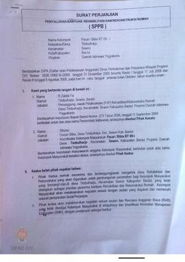 Surat Perjanjian Penyaluran Bantuan Rehabilitasi dan Rekonstruksi Rumah (SPPB),  Nama Kelompok Pa...