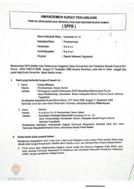 Surat Perjanjian Penyaluran Bantuan Rehabilitasi dan Rekonstruksi Rumah (SPPB),  Nama Kelompok Kr...