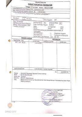 Surat Perintah Pencairan Dana kepada Kelompok Masyarakat Kabupaten Sleman untuk Belanja Lain-lain...