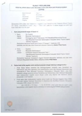 Surat Perjanjian Penyaluran Bantuan Rehabilitasi dan Rekonstruksi Rumah (SPPB), Nama Kelompok Pak...