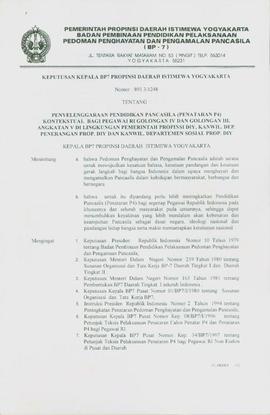 Surat Keputusan Kepala  Badan Pembina Pendidikan Pelaksanaan Pedoman Penghayatan dan Pengamalan P...