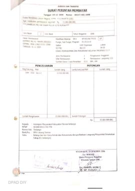 Surat Perintah Pencairan Dana kepada Kelompok Masyarakat Kabupaten Sleman untuk Belanja Lain-lain...