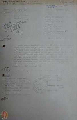 Surat dari Kanwil Direktorat Jenderal Transmigrasi DIY kepada Bpk. Direktur Jenderal Transmigrasi...