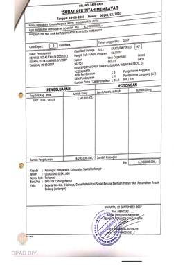 Surat Perintah Pencairan Dana kepada Kelompok Masyarakat Kabupaten Bantul untuk Belanja Lain-lain...
