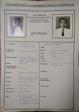 Pengisian Kartu Perorangan atas nama R. Sudjalmo dkk dari Team Screening Departemen Penerangan Re...