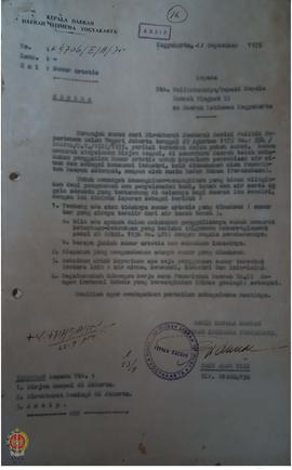 Surat Kepala Daerah DIY no. K 4706/ II/ A/ 75 kepada Bupati/ Walikotamadya tentang penertiban sum...