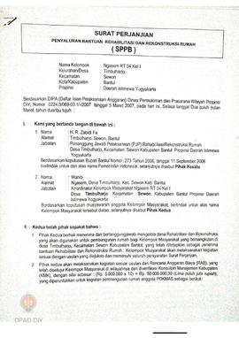 Surat Perjanjian Penyaluran Bantuan Rehabilitasi dan Rekonstruksi Rumah (SPPB),  Nama Kelompok Ng...