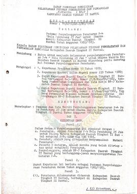 Surat Keputusan BP-7 Kabupaten Daerah Tingkat II Bantul Nomer : 14/KPTS/BP-7/BT/1982 tentang Pedo...