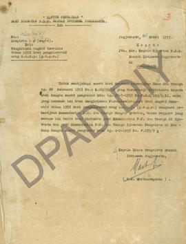 Raport pekerjaan–pekerjaan dari Jawatan Pengairan, Jalan dan Gedung DIY bulan Desember 1952