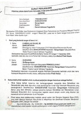 Surat Perjanjian Penyaluran Bantuan Rehabilitasi dan Rekonstruksi Rumah (SPPB),  Nama Kelompok Ma...