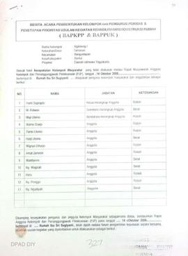 Berita Acara Pembentukan Kelompok dan Pengurus POKMAS & Penetapan prioritas usulan kegiatan R...