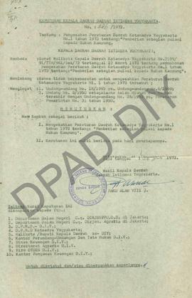 Surat Keputusan Kepala Daerah DIY No : 286/1973 tanggal 26 Juli 1973 tentang Pengesahan Peraturan...