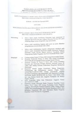 Surat Perintah Kerja No B9.06/SPK/Sek.Panwaslu DIY/III/09 tentang Pengadaan Jasa Sewa Kendaraan R...