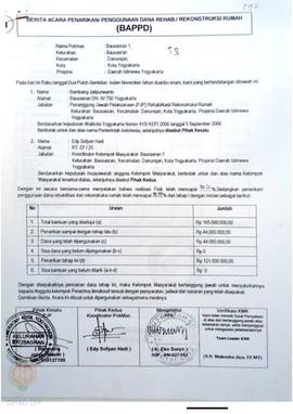 Berita Acara Penarikan / Penggunaan dana Rehab / Rekonsiliasi Rumah ( BAPPD ) untuk Rumah Rusak B...