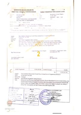 Surat Perintah Pencairan Dana kepada para Fasilitator Rekonstruksi Rumah Pasca Gempa Bumi di Yogy...