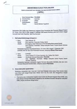 Surat Perjanjian Penyaluran Bantuan Rehabilitasi dan Rekonstruksi Rumah (SPPB), Nama Kelompok Mas...