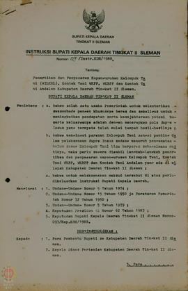 Surat Instruksi Bupati Kepala Daerah Tingkat II Sleman Nomor:  09/Instr.KDH/1988 Tanggal 13 Juni ...