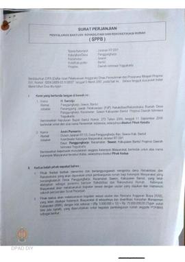 Surat Perjanjian Penyaluran Bantuan Rehabilitasi dan Rekonstruksi Rumah (SPPB),  Nama Kelompok Ja...