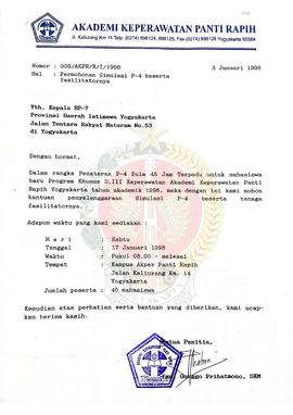 Berkas surat perihal permohonan ijin dan bantuan penyelenggaraan penataran P-4 pola 45 jam terpad...