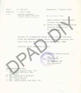Surat Pimpinan Bagian Proyek  Badan Pertanahan Nasional Provinsi DIY Kepada Gubernur  DIY Cq. Kep...