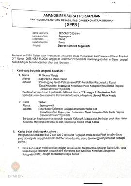 Amandemen Surat Perjanjian Penyaluran Bantuan Rehabilitasi dan Rekonstruksi Rumah (SPPB),  Nama K...