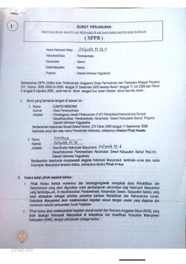 Surat Perjanjian Penyaluran Bantuan Rehabilitasi dan Rekonstruksi Rumah (SPPB),  Nama Kelompok Ka...
