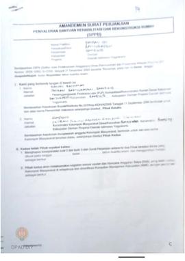 Amandemen Surat Perjanjian Penyaluran Bantuan Rehabilitasi dan Rekonstruksi Rumah (SPPB),  Nama K...