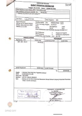 Surat Perintah Pencairan Dana kepada Kelompok Masyarakat Kota Yogyakarta untuk Belanja Lain-lain ...