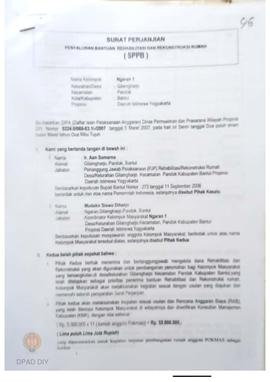 Surat Perjanjian Penyaluran Bantuan Rehabilitasi Dan Rekonstruksi Rumah (SPPB),  Nama Kelompok Ma...