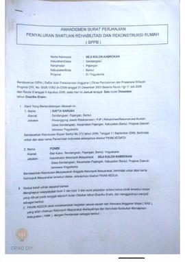 Surat Perjanjian Penyaluran Bantuan Rehabilitasi dan Rekonstruksi Rumah (SPPB), Nama Kelompok Mas...