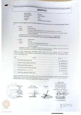 Berita Acara Penarikan/Penggunaan Dana Rehabilitasi/Rekonstruksi Rumah (BAPPD) Rusak Berat, Nama ...