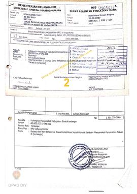 Surat Perintah Pencairan Dana kepada Kelompok Masyarakat Kabupaten Bantul untuk Belanja Lain-lain...