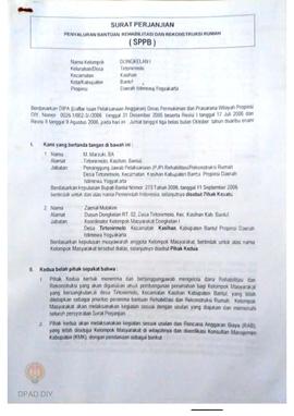 Surat Perjanjian Penyaluran Bantuan Rehabilitasi dan Rekonstruksi Rumah (SPPB), Nama Kelompok DOn...