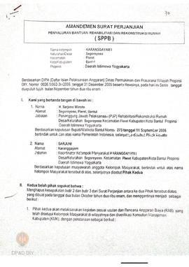 Amandemen Surat Perjanjian Penyaluran Bantuan Rehabilitasi dan Rekonstruksi Rumah (SPPB),  Nama K...