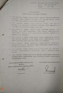 Lampiran Keputusan Munas Ketiga KORPRI Nomor : KEP/-05/MUNAS/1989 tanggal 1 Juni 1989 perihal Fot...