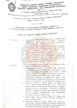 Surat Keputusan Kepala BP-7 Provinsi Daerah Istimewa Yogyakarta Nomor : 188.43/464 tentang Pemben...