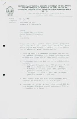 Surat dari Kepala  Badan Pembina Pendidikan Pelaksanaan Pedoman Penghayatan dan Pengamalan Pancas...