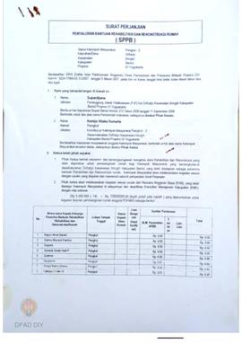 Surat Perjanjian Penyaluran Bantuan Rehabilitasi dan Rekonstruksi Rumah (SPPB), Nama Kelompok Pen...