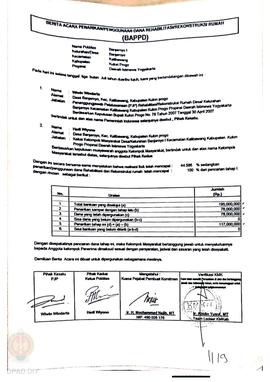 Berita Acara Penarikan/Penggunaan Dana Rehabilitasi/Rekonstruksi Rumah (BAPPD) Rusak Berat, Nama ...